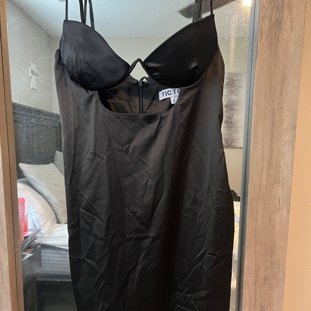 Satin Black cut out dress